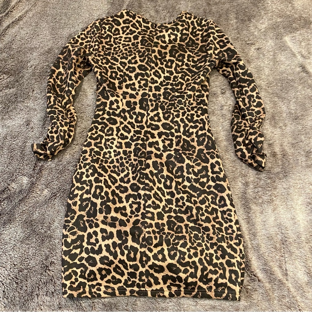 ZARA Ruched Leopard Print Bodycon Dress - Picture 8 of 14
